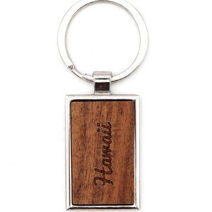 NWT KoaWood Ranch Hawaii Koa Wood and Chrome Keychain